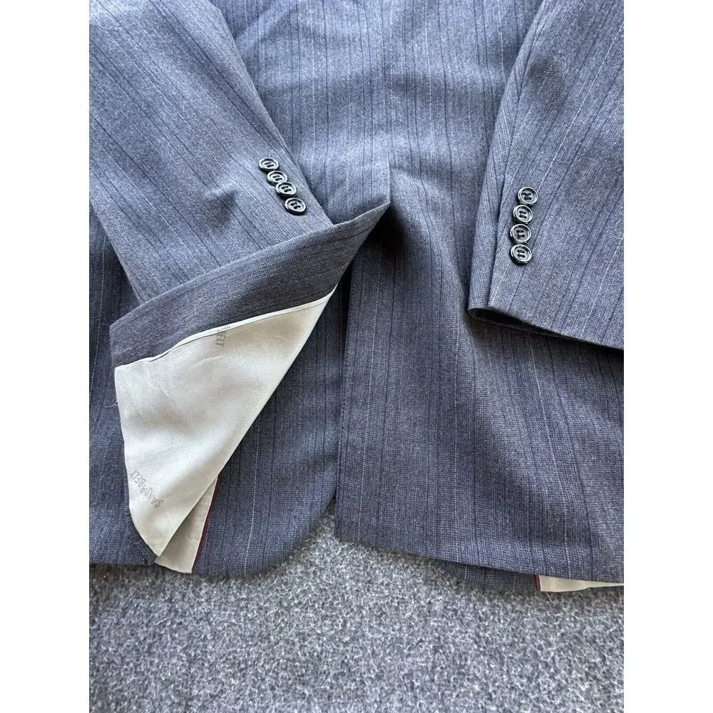 Sansabelt Jaymar Ruby Blazer Mens 38 Dark Gray Striped Wool Sports Coat Business